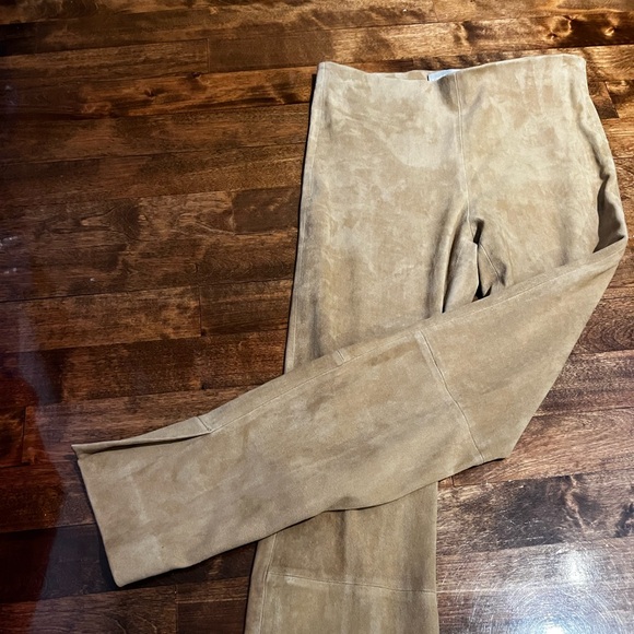 Vince lamb leather tan colored size small lStretch Suede Split Hem Crop Legging - Picture 2 of 4